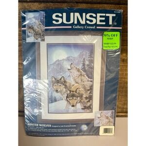 VTG Sunset Gallery Crewel  Embroidery Kit Winter Wolves 11122 - Sealed